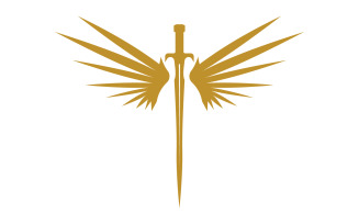 Sword with Wings. Golden Sword Symbol v16