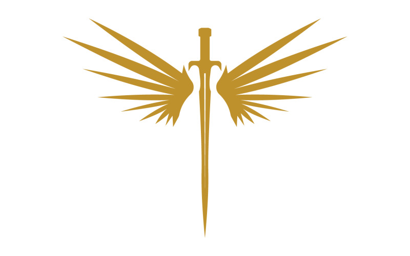 Sword with Wings. Golden Sword Symbol v16 Logo Template