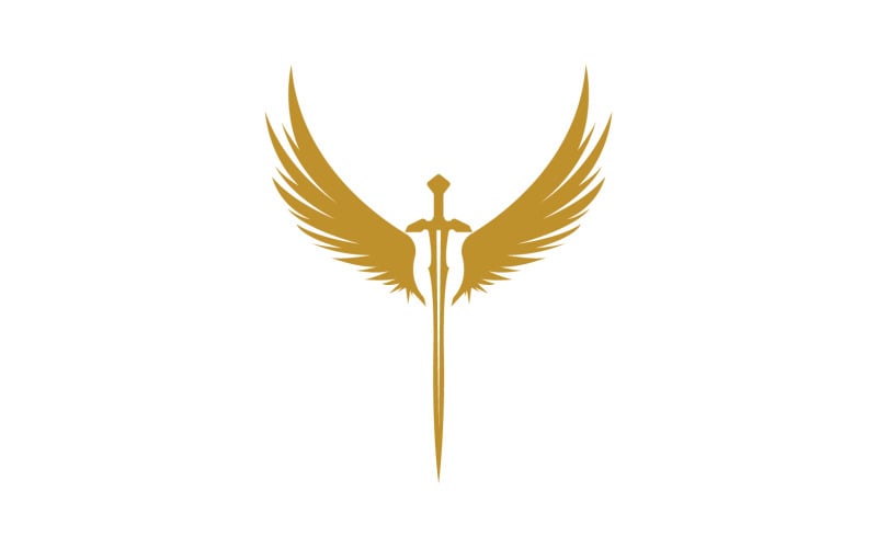 Sword with Wings. Golden Sword Symbol v17 Logo Template