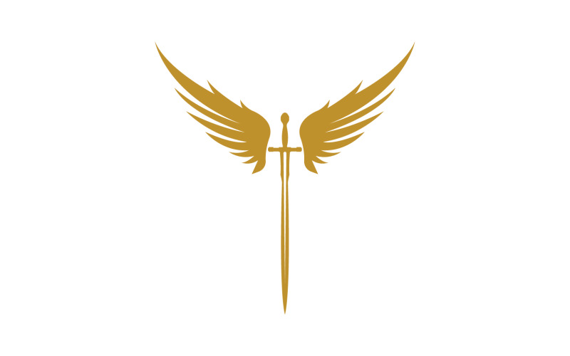 Sword with Wings. Golden Sword Symbol v18 Logo Template