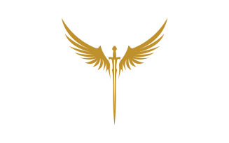 Sword with Wings. Golden Sword Symbol v19