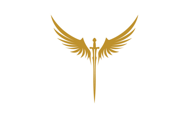 Sword with Wings. Golden Sword Symbol v19 Logo Template