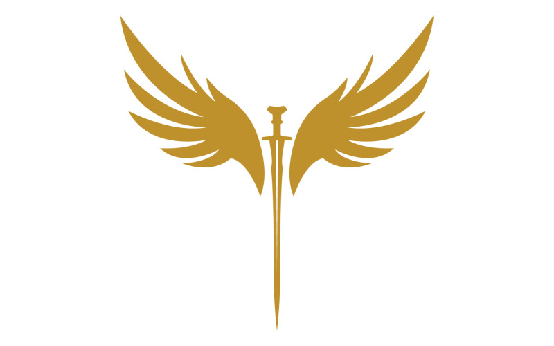 Sword with Wings. Golden Sword Symbol v20 Logo Template