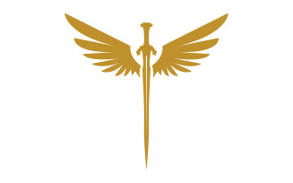 Sword with Wings. Golden Sword Symbol v21