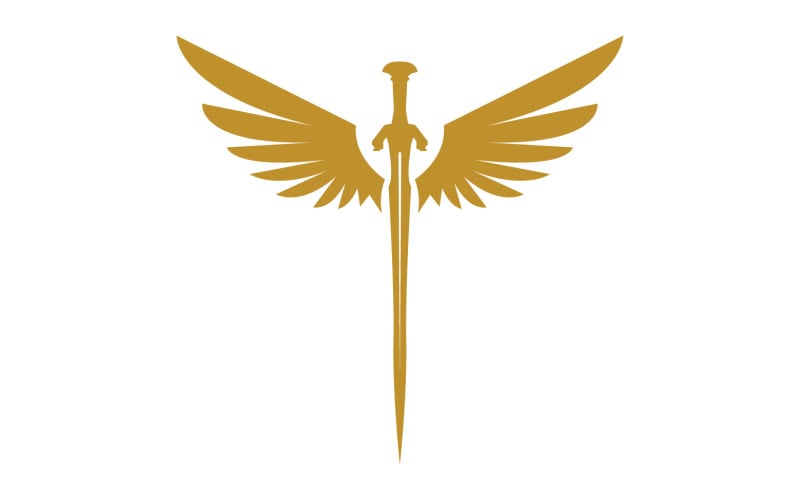 Sword with Wings. Golden Sword Symbol v21 Logo Template