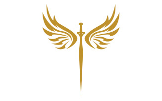 Sword with Wings. Golden Sword Symbol v22