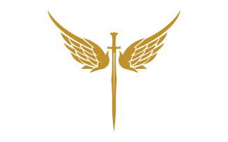 Sword with Wings. Golden Sword Symbol v23