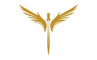 Sword with Wings. Golden Sword Symbol v24