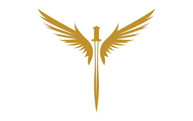 Sword with Wings. Golden Sword Symbol v24 Logo Template