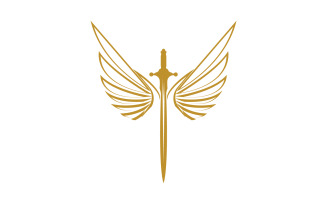 Sword with Wings. Golden Sword Symbol v25