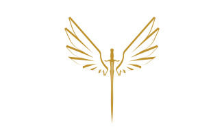 Sword with Wings. Golden Sword Symbol v27