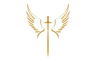 Sword with Wings. Golden Sword Symbol v28