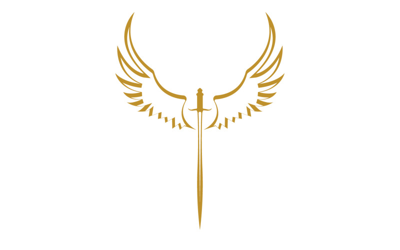 Sword with Wings. Golden Sword Symbol v29 Logo Template