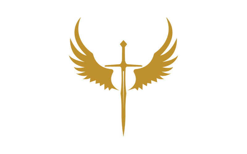 Sword with Wings. Golden Sword Symbol v2 Logo Template