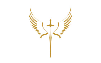 Sword with Wings. Golden Sword Symbol v30