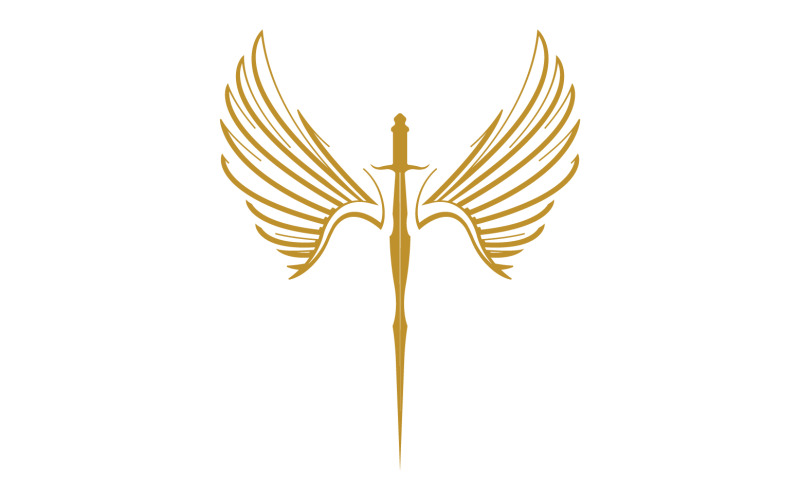 Sword with Wings. Golden Sword Symbol v31 Logo Template