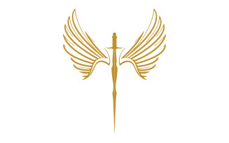 Sword with Wings. Golden Sword Symbol v31