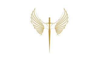 Sword with Wings. Golden Sword Symbol v32