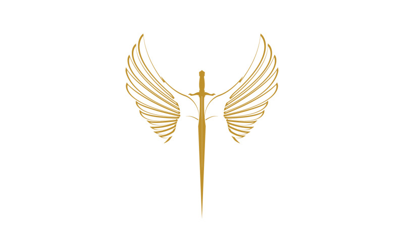 Sword with Wings. Golden Sword Symbol v32 Logo Template