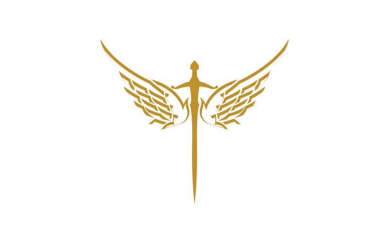 Sword with Wings. Golden Sword Symbol v33 Logo Template