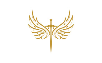 Sword with Wings. Golden Sword Symbol v34