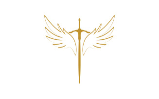Sword with Wings. Golden Sword Symbol v36
