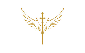 Sword with Wings. Golden Sword Symbol v37