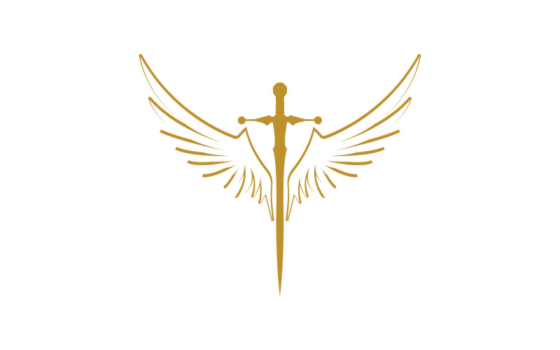 Sword with Wings. Golden Sword Symbol v37 Logo Template