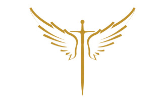 Sword with Wings. Golden Sword Symbol v38