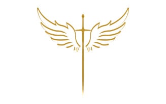 Sword with Wings. Golden Sword Symbol v39