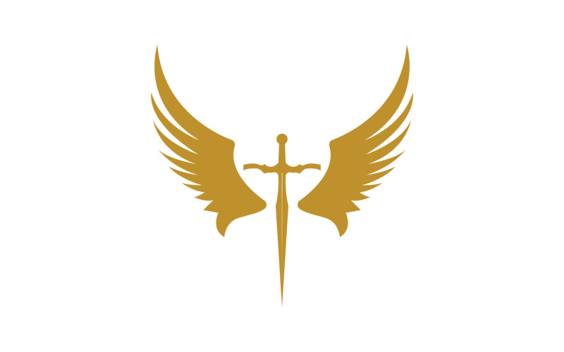 Sword with Wings. Golden Sword Symbol v3 Logo Template
