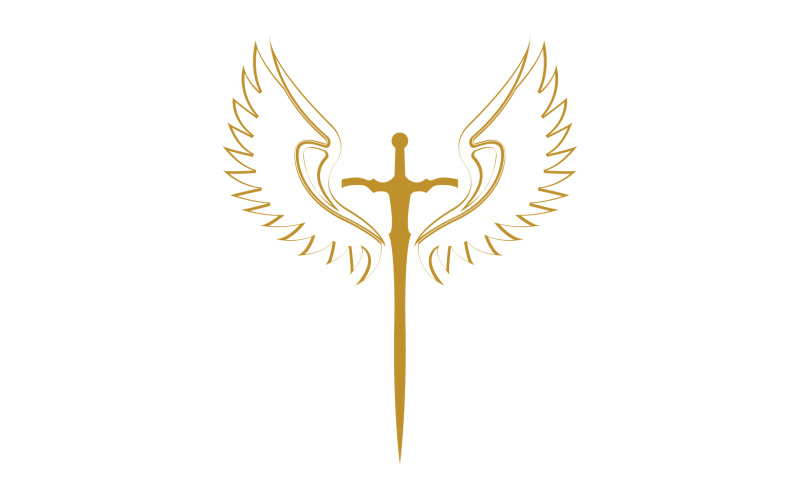 Sword with Wings. Golden Sword Symbol v40 Logo Template