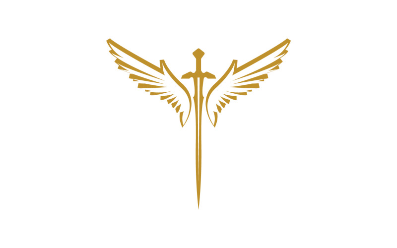 Sword with Wings. Golden Sword Symbol v41 Logo Template