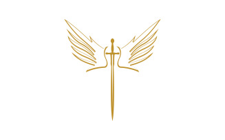 Sword with Wings. Golden Sword Symbol v42