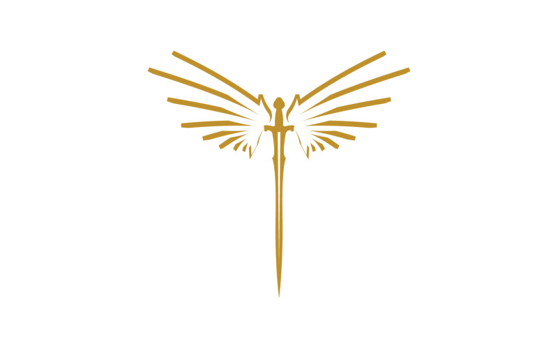 Sword with Wings. Golden Sword Symbol v43 Logo Template