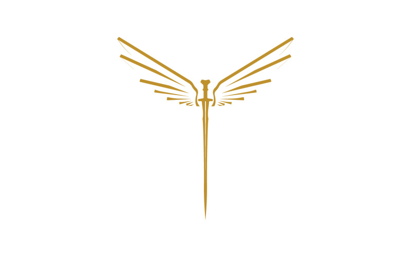 Sword with Wings. Golden Sword Symbol v44 Logo Template