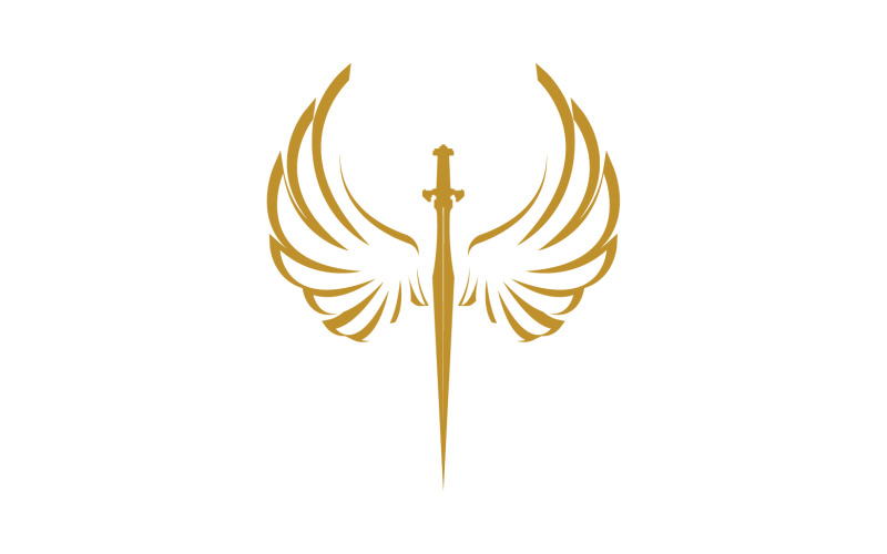 Sword with Wings. Golden Sword Symbol v46 Logo Template