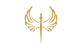 Sword with Wings. Golden Sword Symbol v46