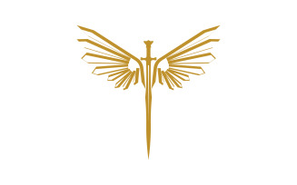 Sword with Wings. Golden Sword Symbol v47