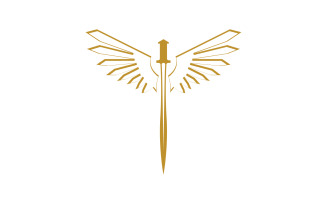 Sword with Wings. Golden Sword Symbol v48