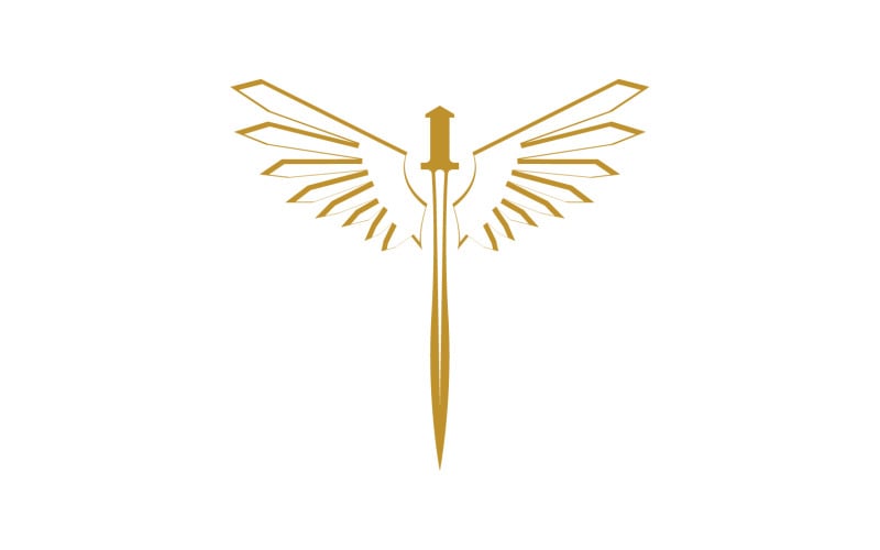 Sword with Wings. Golden Sword Symbol v48 Logo Template