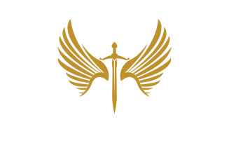 Sword with Wings. Golden Sword Symbol v4
