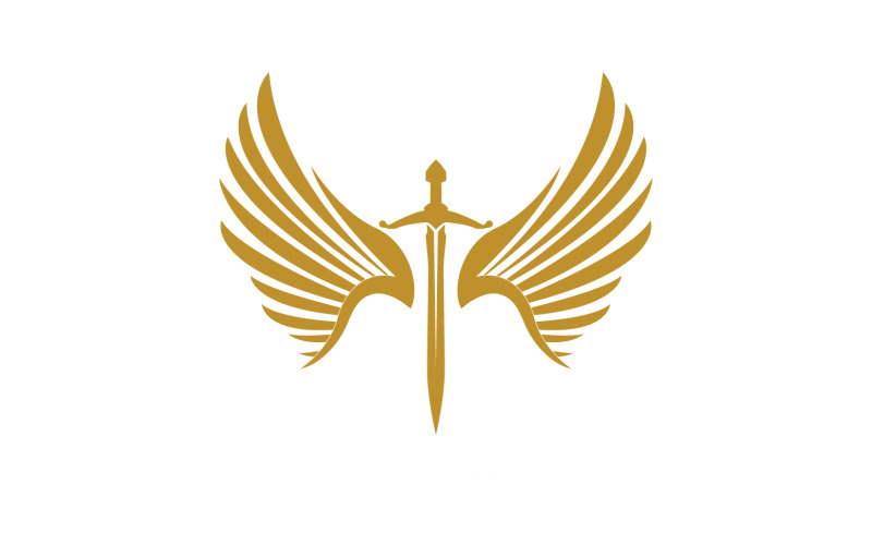 Sword with Wings. Golden Sword Symbol v4 Logo Template