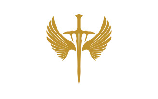 Sword with Wings. Golden Sword Symbol v5