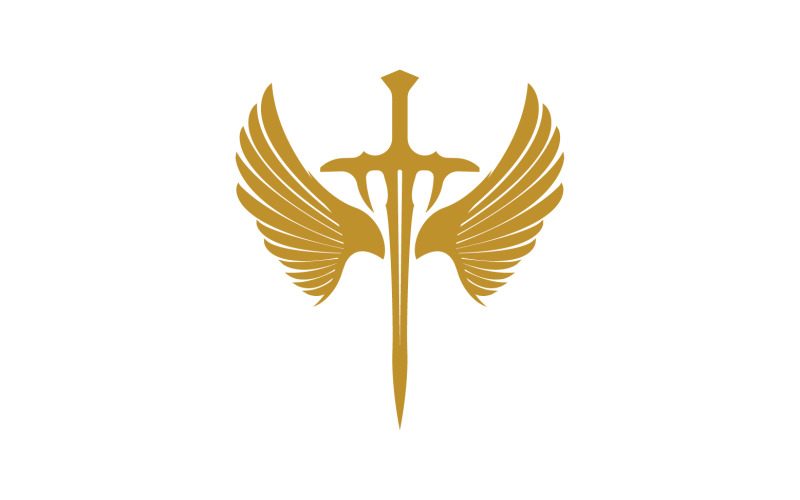 Sword with Wings. Golden Sword Symbol v5 Logo Template