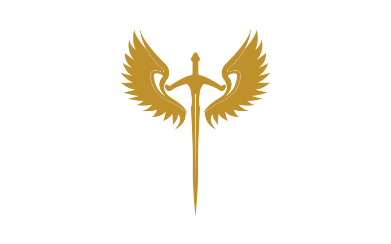 Sword with Wings. Golden Sword Symbol v6 Logo Template