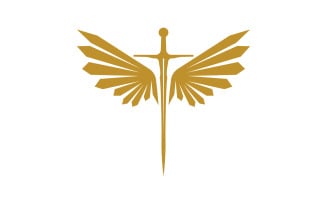 Sword with Wings. Golden Sword Symbol v7