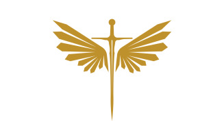 Sword with Wings. Golden Sword Symbol v7