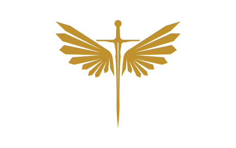 Sword with Wings. Golden Sword Symbol v7 Logo Template