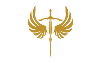 Sword with Wings. Golden Sword Symbol v8